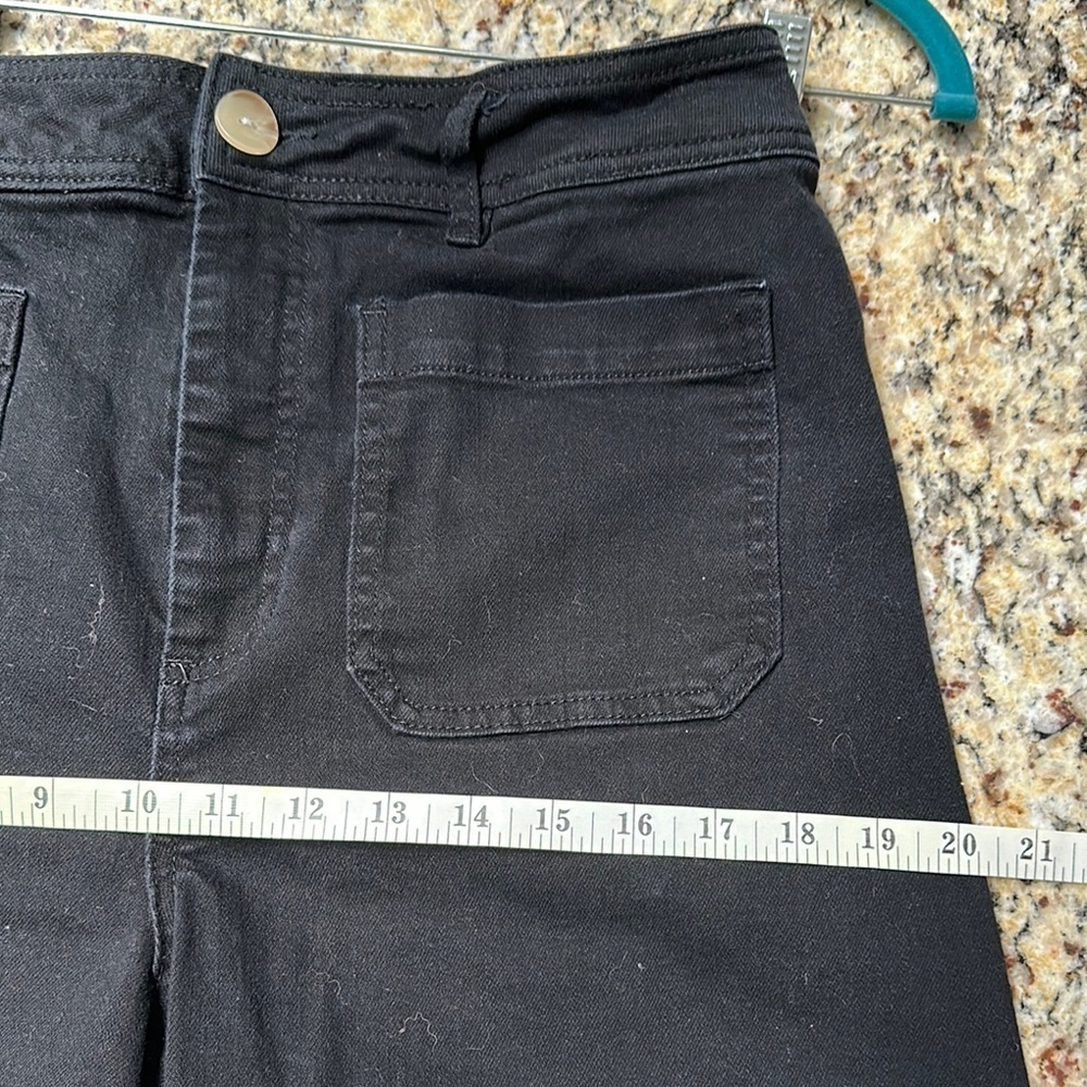 Every Wide Leg Raw Hem Cropped Denim in Black Women’s 14 Casual Trendy Classic - Picture 7 of 9